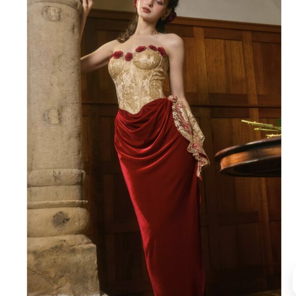 French Vintage Boned Bustier Formal Dress - Picture 6 of 9